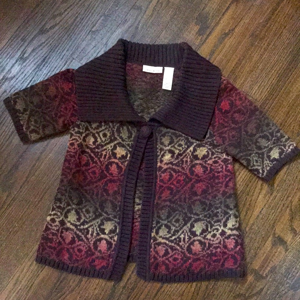 DKNY short sleeve cropped duster - one button closure XS